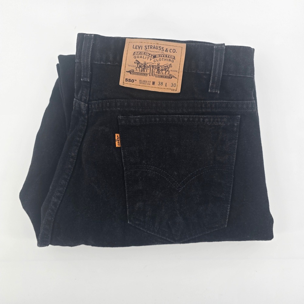 Vintage Levis 550 Relaxed Fit Tapered Orange Tab Black Jeans 38x30 40550-4159